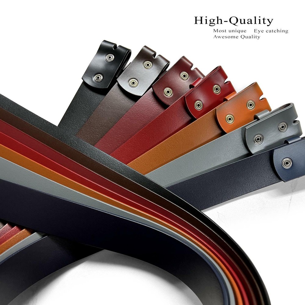 Replacement Belt Strap Genuine Leather Plain Casual Belt Strap with Snaps