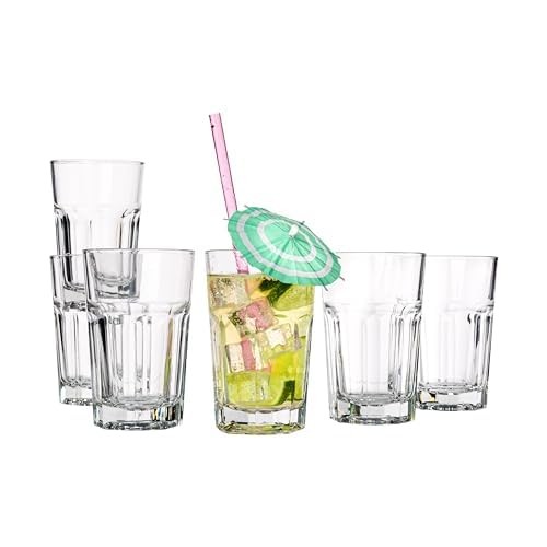 Vikko 9oz Drinking Glasses - Durable Stackable Glass Cups Set of 6