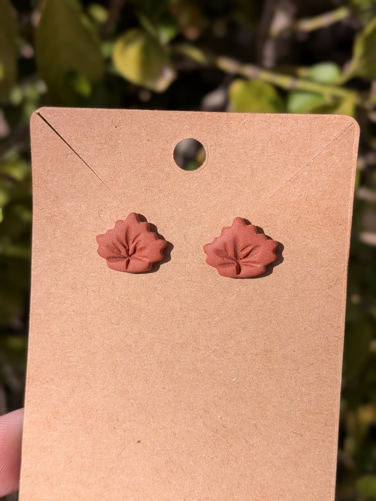 Polymer Clay Fall Autumn Leaf Stud Earrings