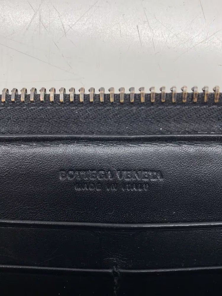 BOTTEGA VENETA Long Wallet Leather Black Solid Men's