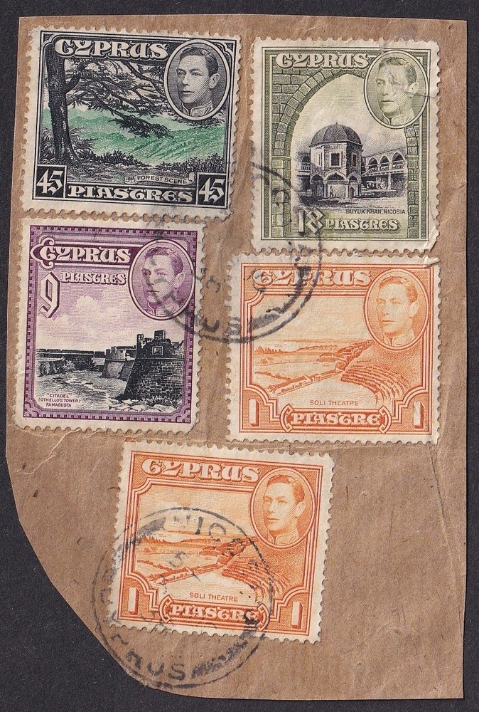 Cyprus King George VI issues used on piece