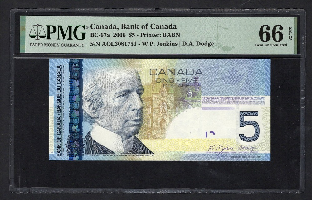 Canada 5 Dollars 2006 BC-67a Uncirculated Grade 66