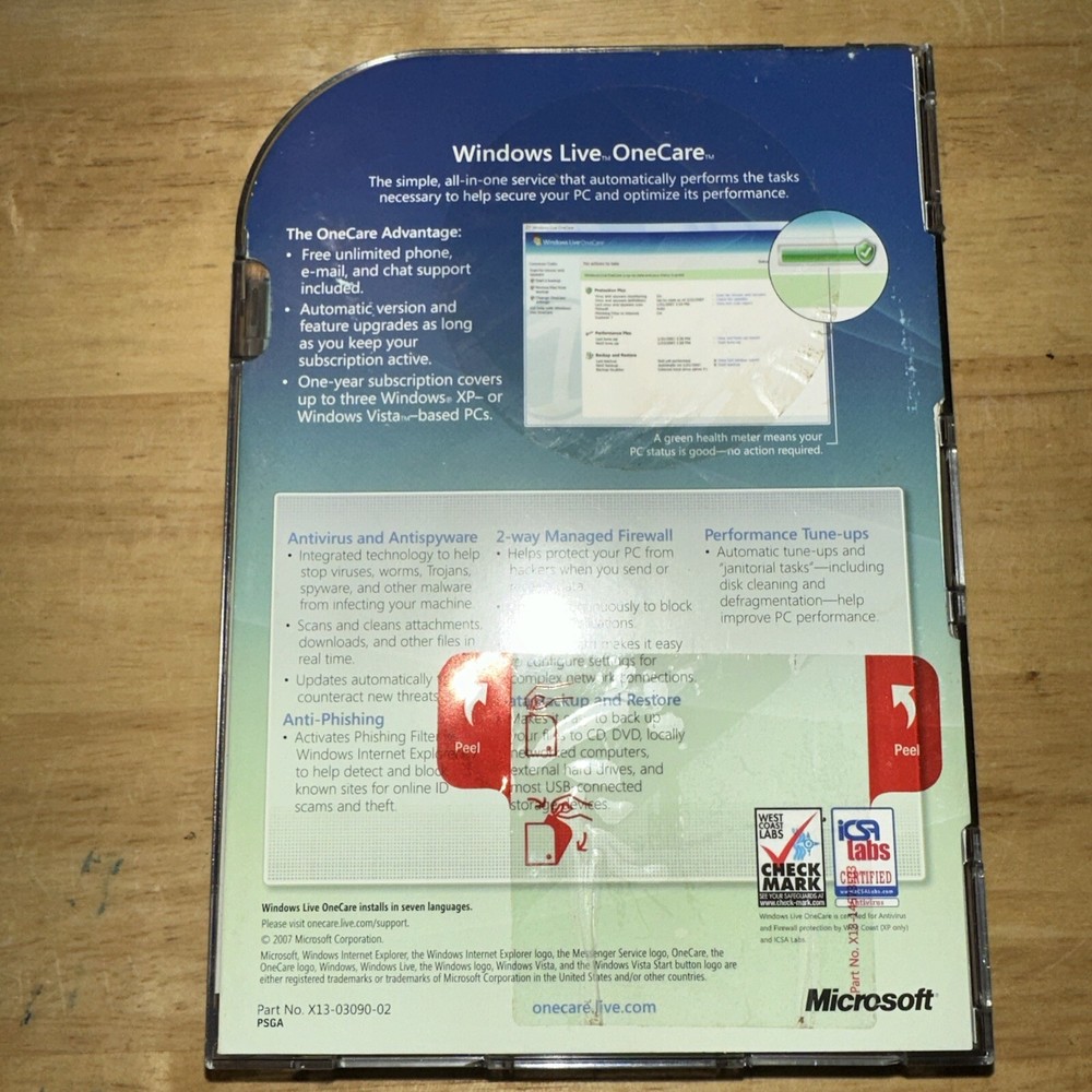 Windows Live OneCare All-in-one security and performance service Microsoft