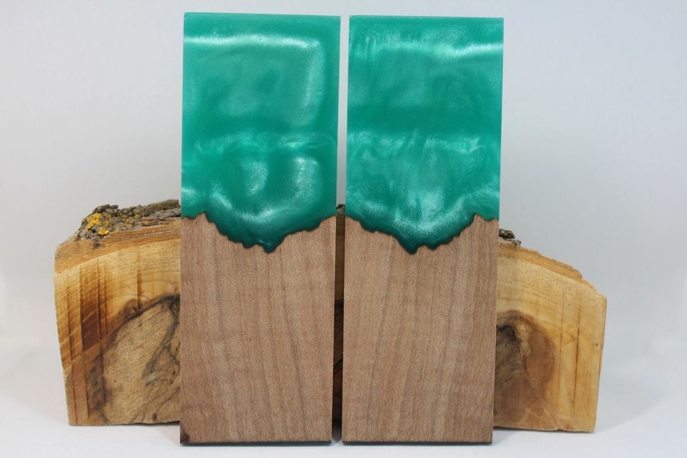 HYBRID STABILIZED MAPLE TEAL CUSTOM COMPOSITE KNIFE HANDLE MATERIAL (6914)