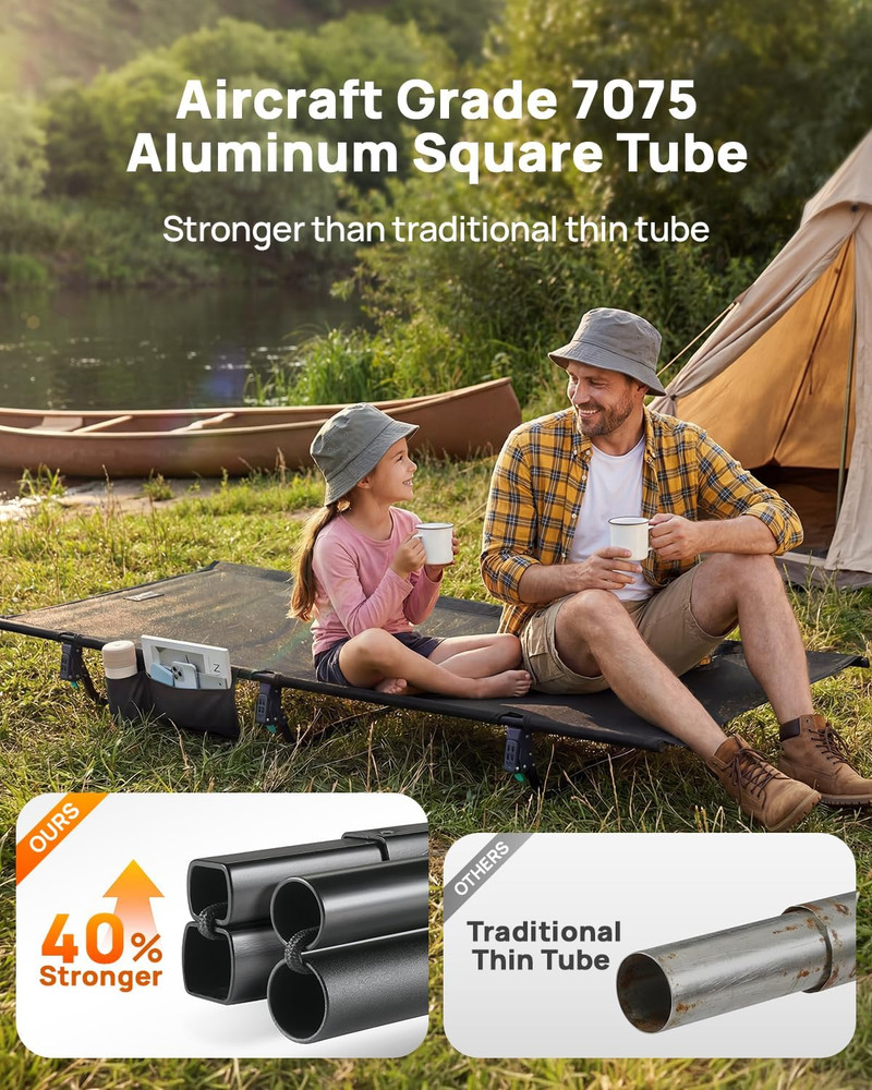 Extra Wide Mesh Camping Cot - Lightweight & Breathable for Outdoor Adventures
