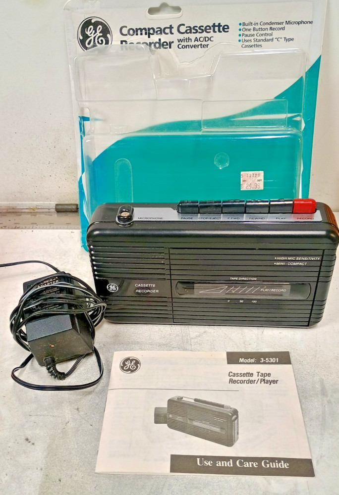 GE Compact Cassette Recorder 3-5301S Tested, Works