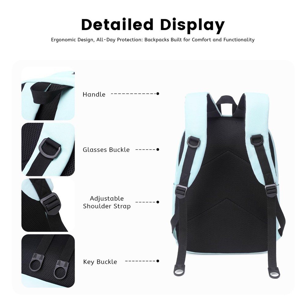 Basic Multi-Pocket Multipurpose Backpack Classical Water Resistant Student Bo...