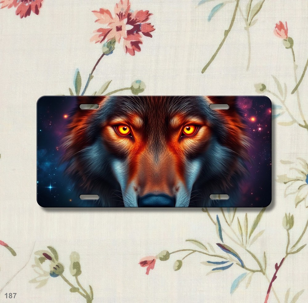 Bold Wolf License Plate Custom Universal Fit Plate Anniversary Gift