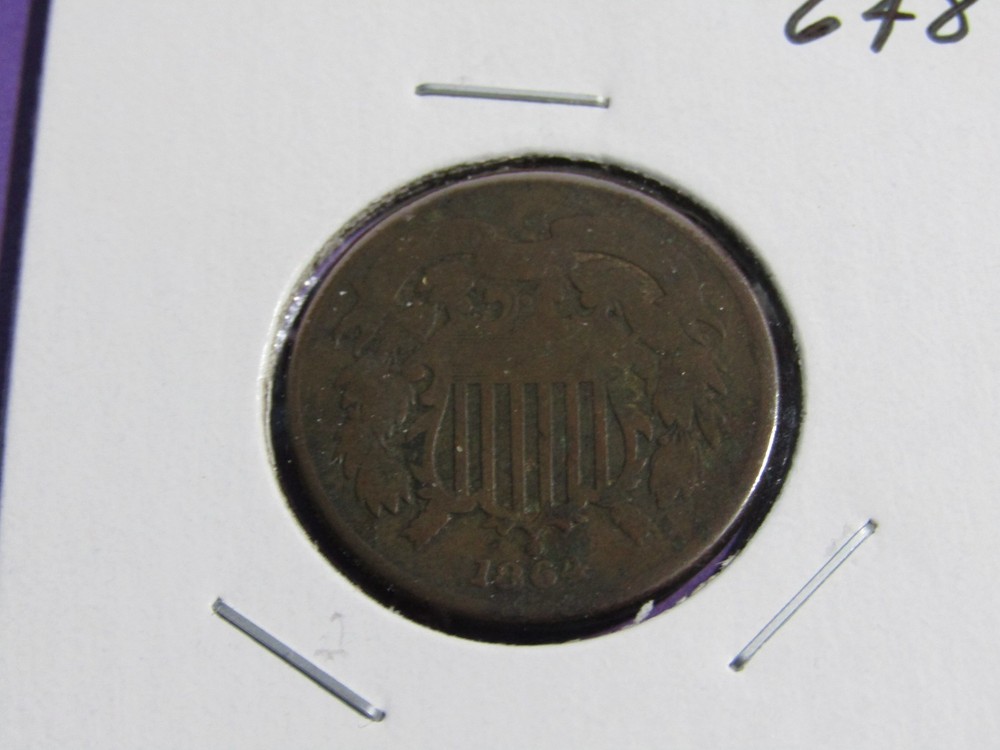 1864 Two Cent Piece Large Motto #648 - G