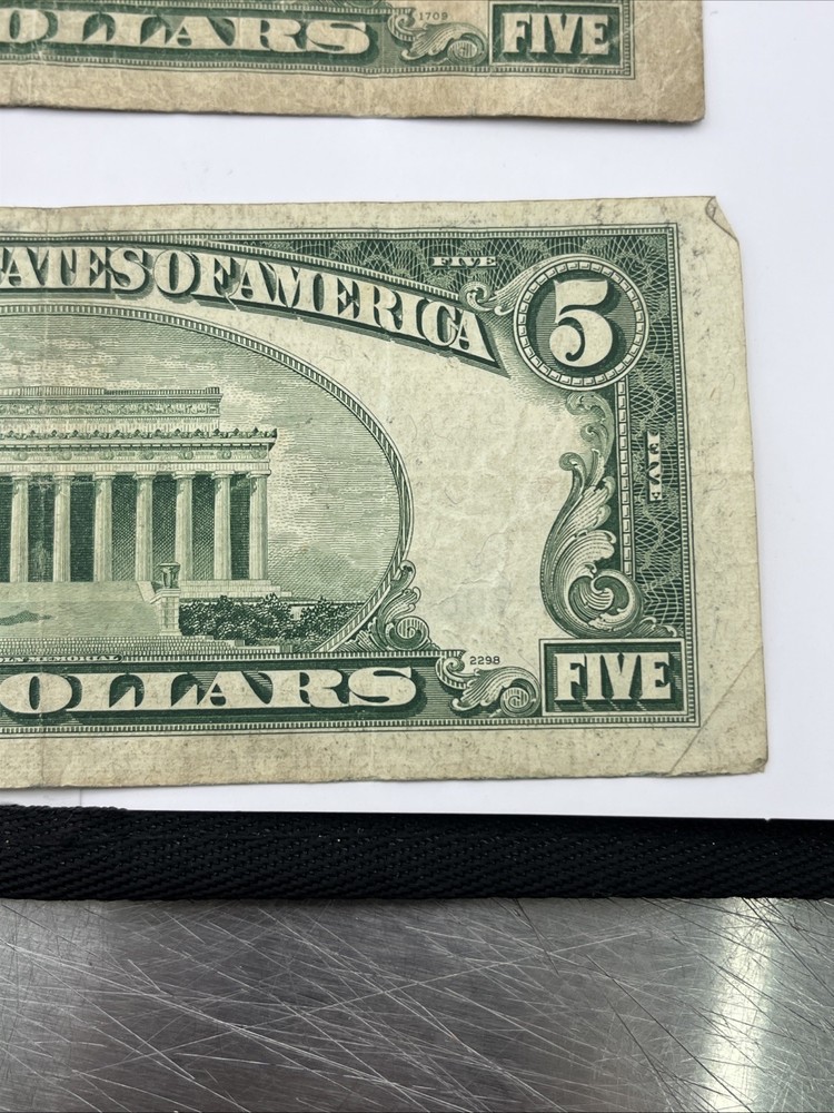 1928 E/1953 A&B $5 Red Seal & Silver Cert Note Lot
