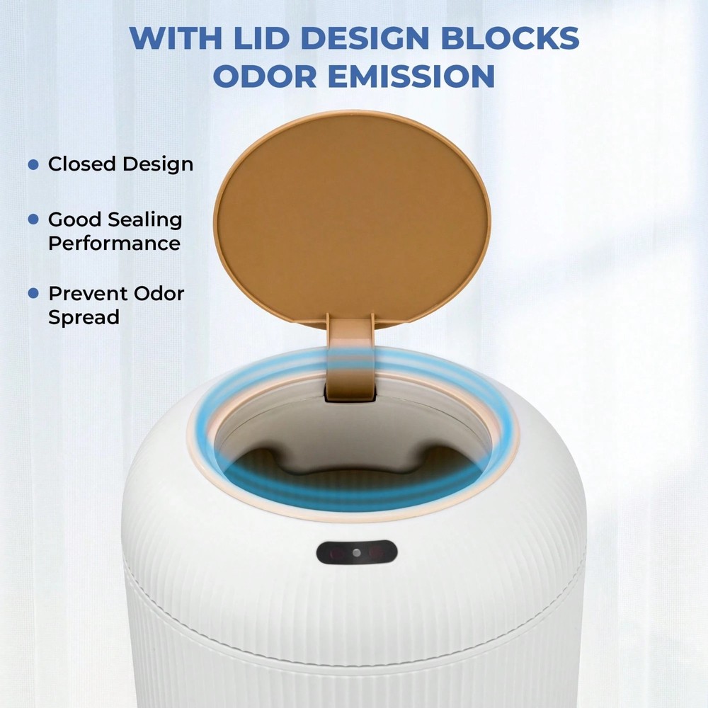 Motion Sensor Touchless Trash Can Waterproof Automatic Garbage Bin White