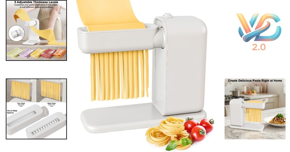 Electric 3-in-1 Pasta Maker Machine Includes Rollers Cutters White