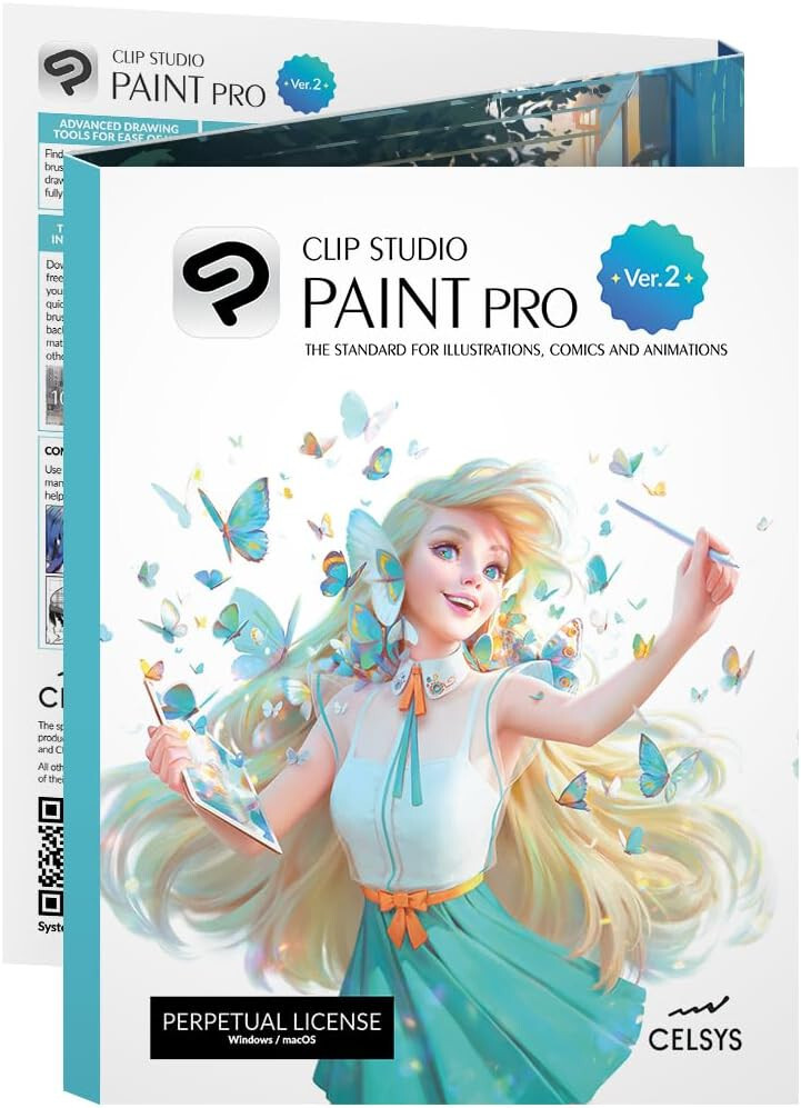 CLIP STUDIO PAINT PRO - Version 2 | Perpetual Lic. | Retail Packaging - WIN/MAC