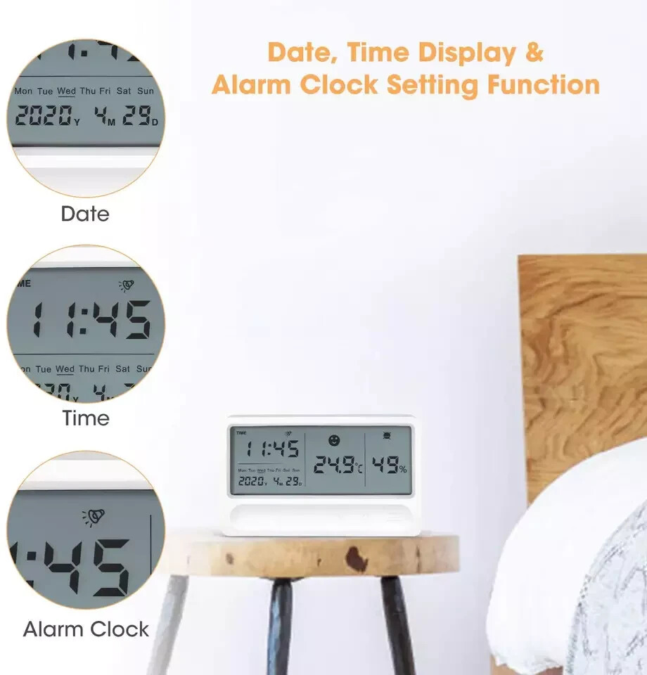 Multi-Function Digital Indoor Hygrometer Thermometer with Date/Time/Alarm/Clock