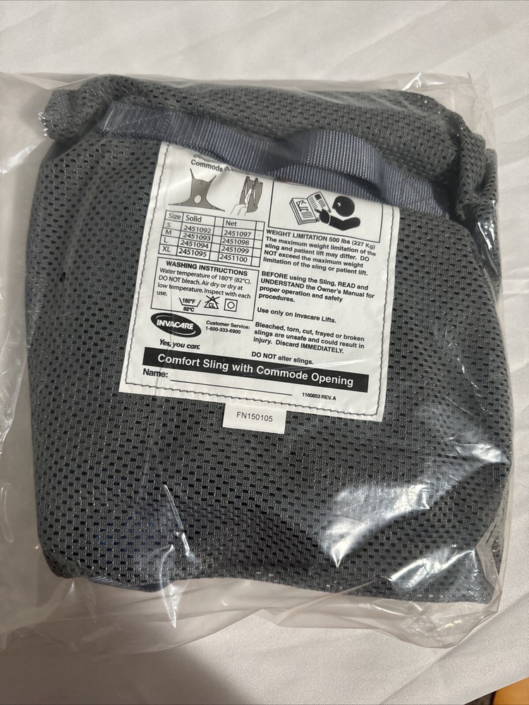 Invacare 2451097 Comfort Sling W/ COMMODE Net Cut Out Size Small