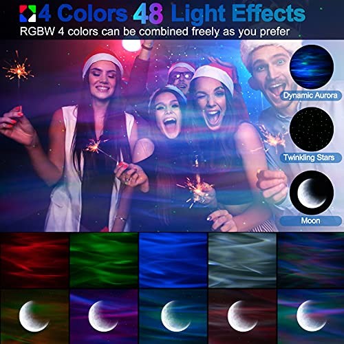 Star Projector with Bluetooth Speaker and Remote, Aurora Projector White