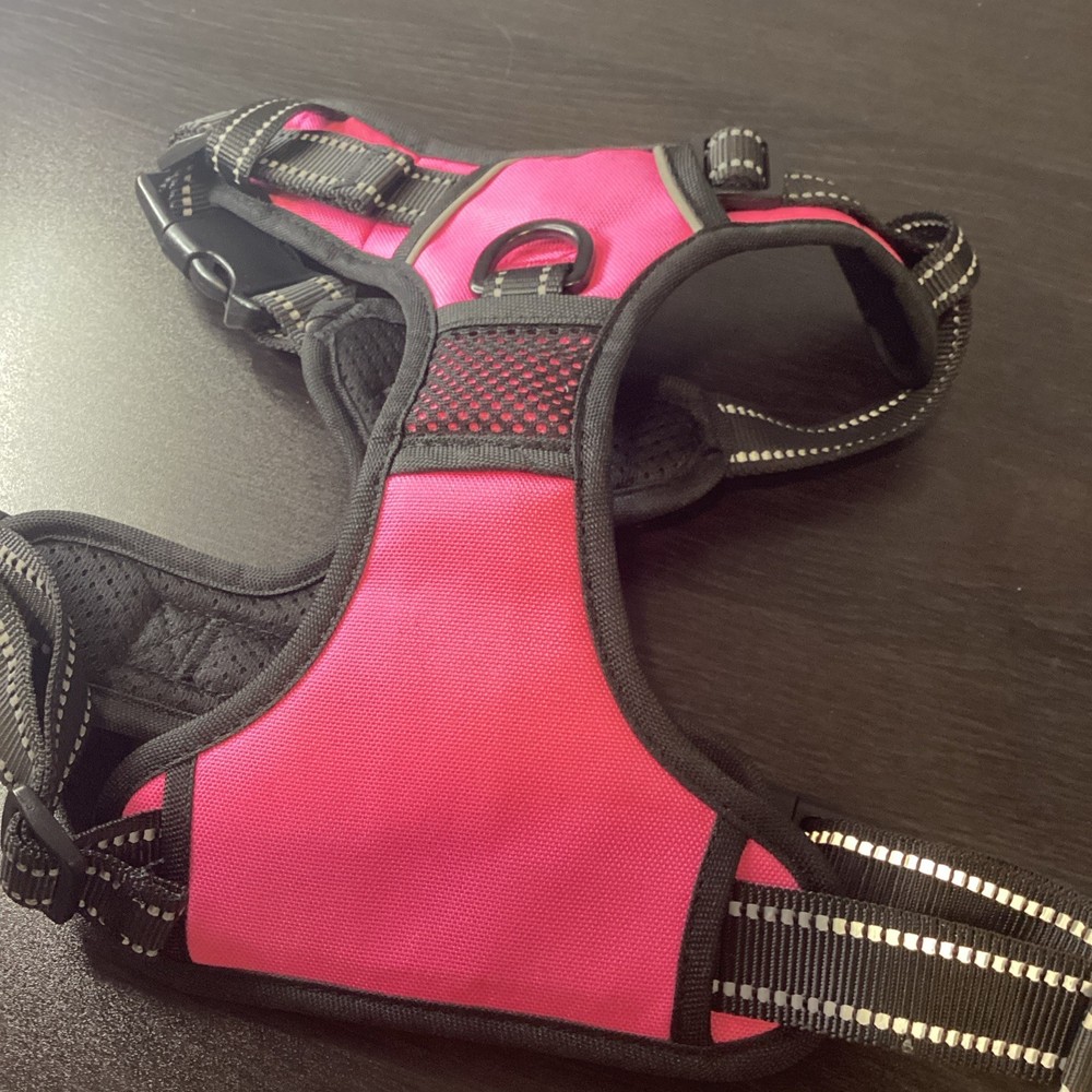 PHOEPET No Pull Dog Harnesses Reflective Adjustable-Pink Medium