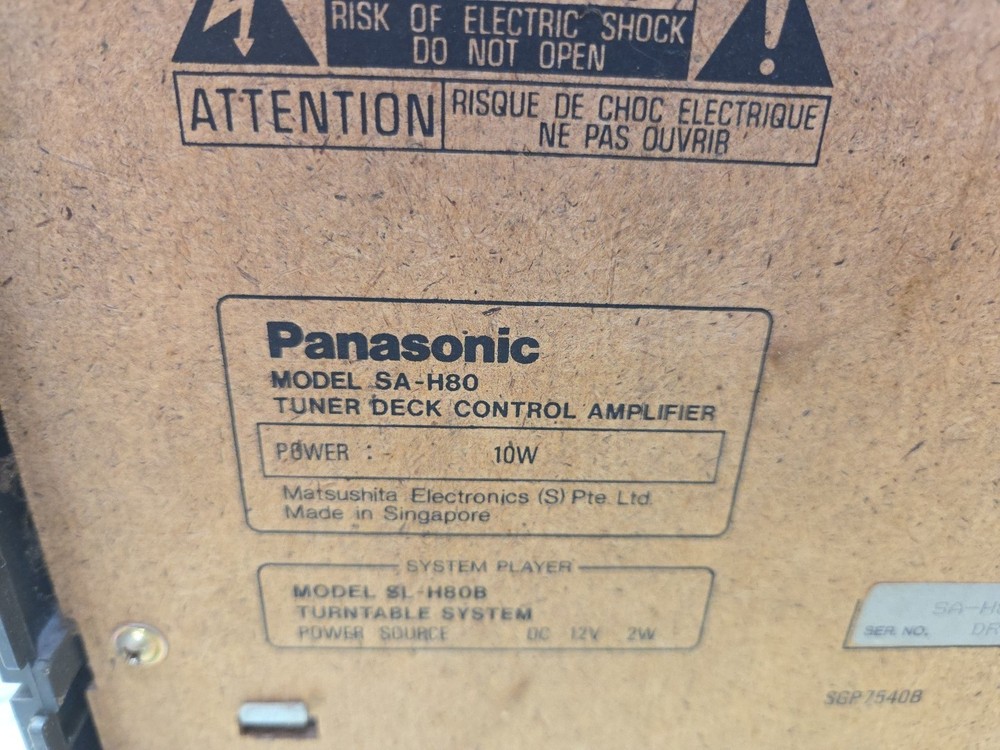 Panasonic SA-H80 Tuner Cassette Control Amplifier. Tested And Works!
