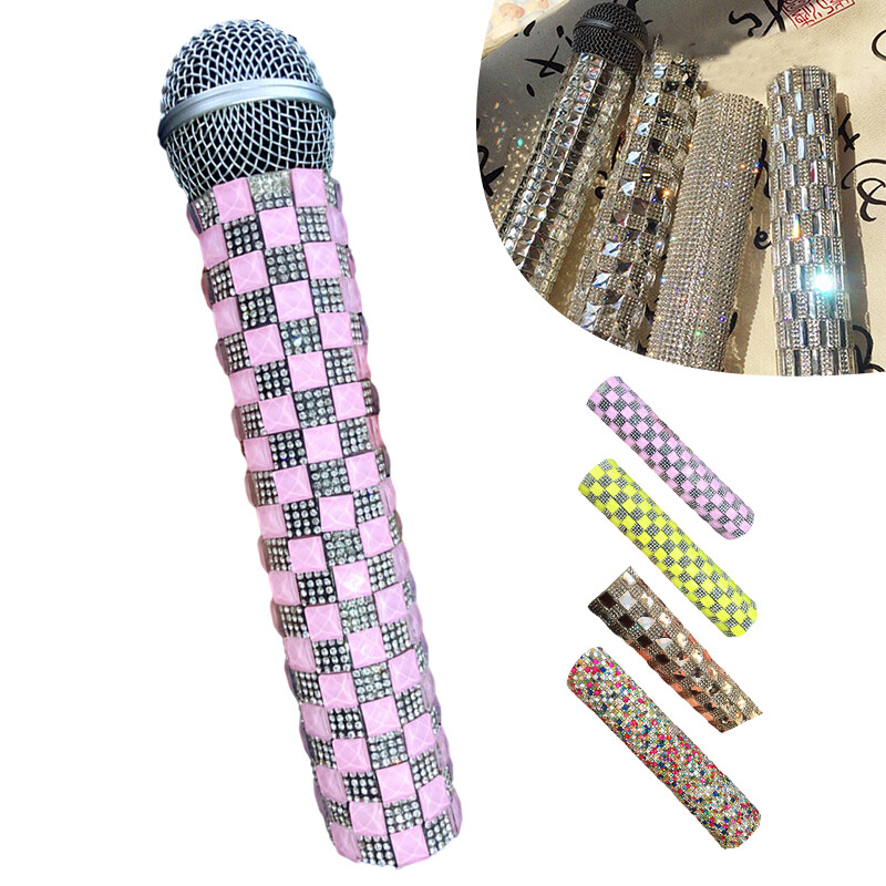 Rhinestone Microphone Handle Cover Sleeve Protector Prop Sparkly Accessories