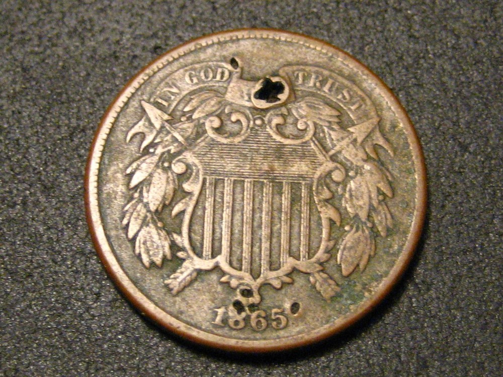 1865 Two Cent Piece Fine Detail