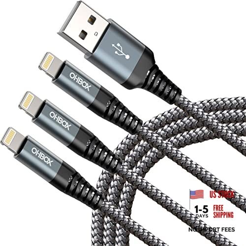 iPhone Charging Cable 6FT, 3Pack [Apple MFi 6 ft Grey USB to Lightning