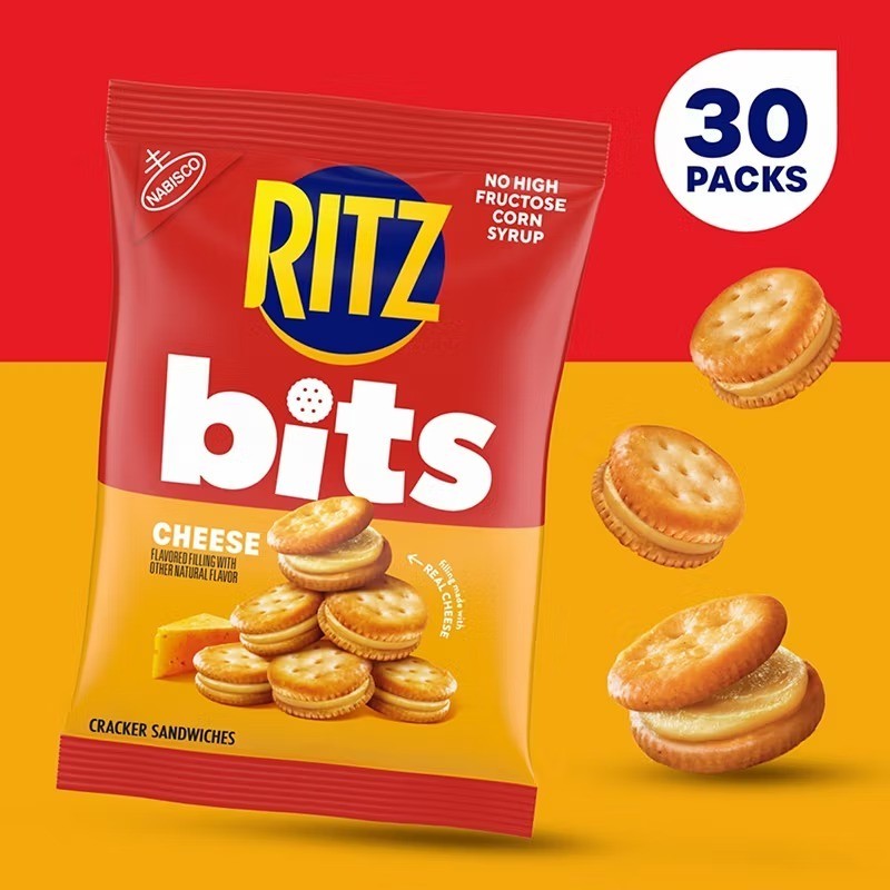 RITZ Bits Cracker Sandwiches, Cheese, 1.5 oz, 30-count