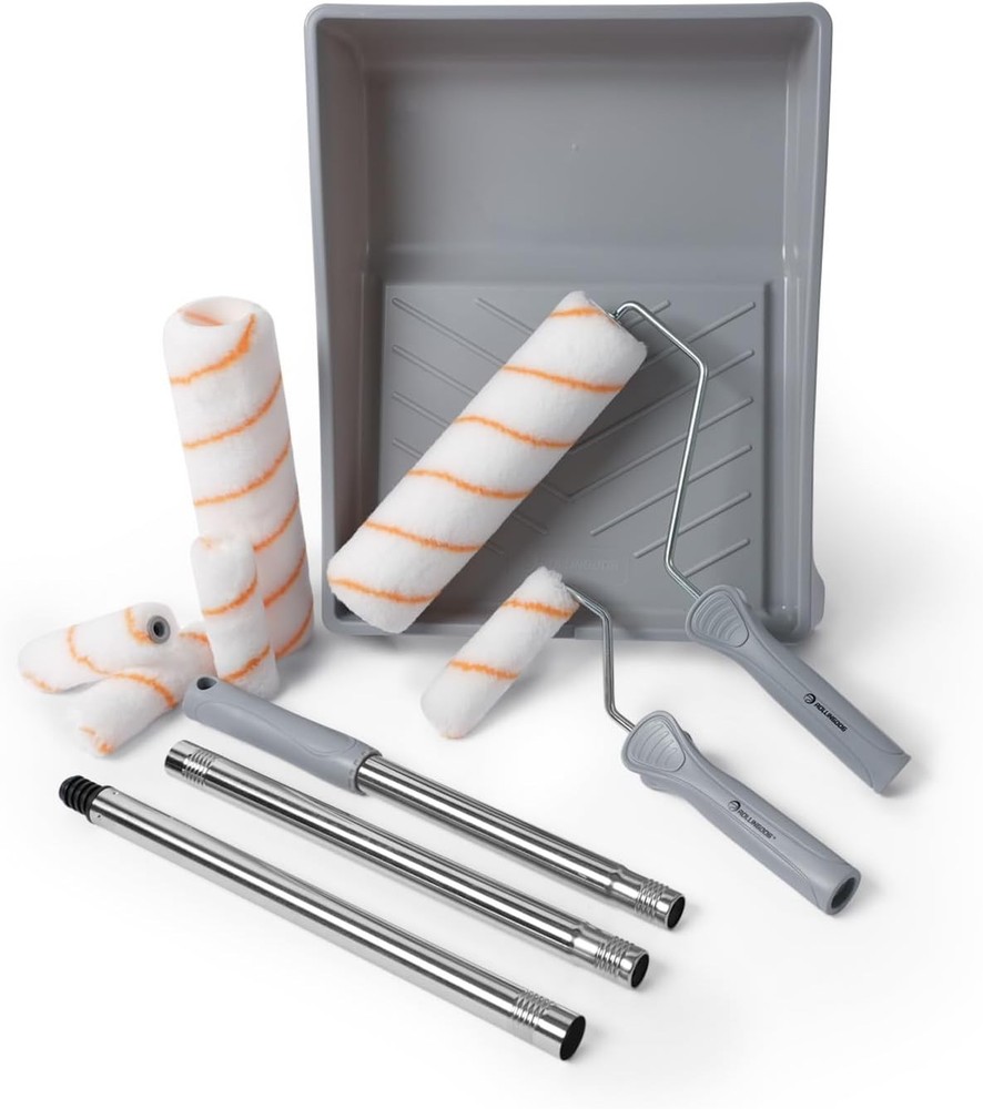 High- Paint Roller Kit with Extension Pole - 3ft Stainless Steel