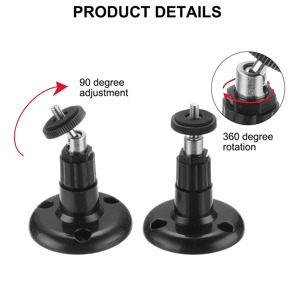 2 Pack Wall Mount Security Camera Bracket 3.7" Mounting Black, Plastic