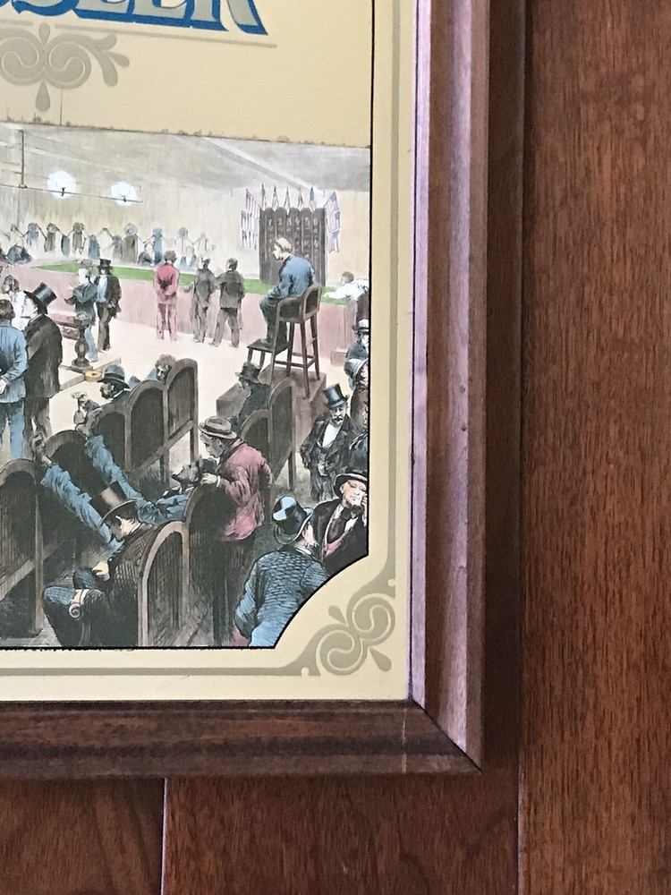 Vintage "SMOOTH AS SILK KESSLER" Bar Mirror with Bowling Scene.