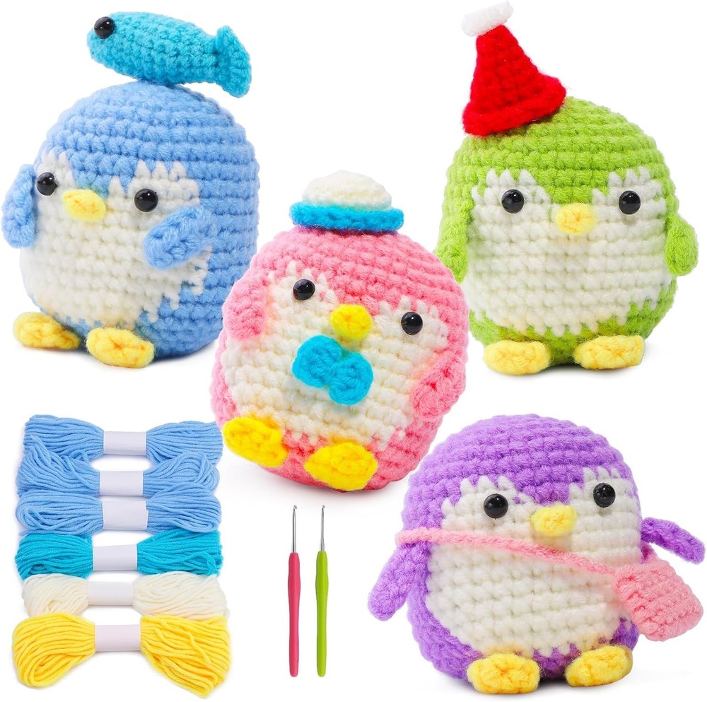 Adorable Penguin Crochet Kit for Beginners – Includes Yarn, Hooks, and Tutorials
