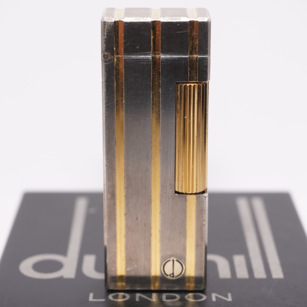 Dunhill Silver Rollagas Lighter Threes Gold Line_Ultrasonically cleaned_WORKING