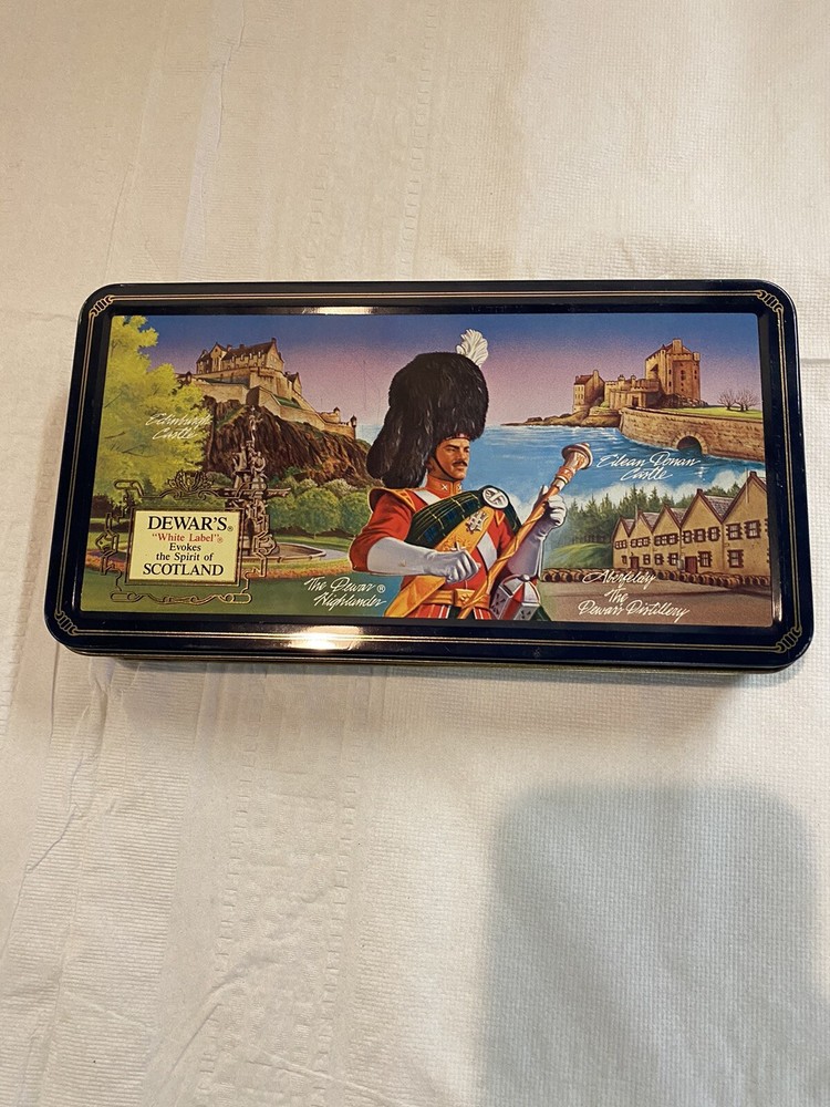 Vintage Dewar's White Label Hinged Tin