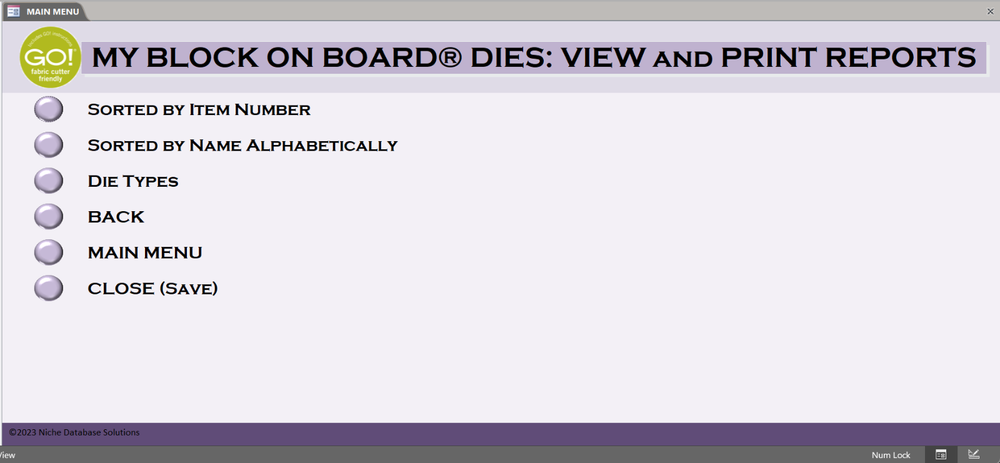 AccuQuilt GO! Accessories, Cutters & Dies Pre-Loaded MS ACCESS Database & Manual
