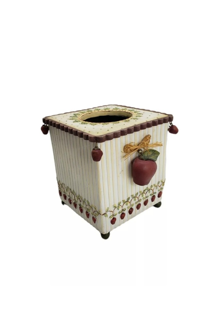 Apple Square tissue Box Cover Storage Box  - Rare