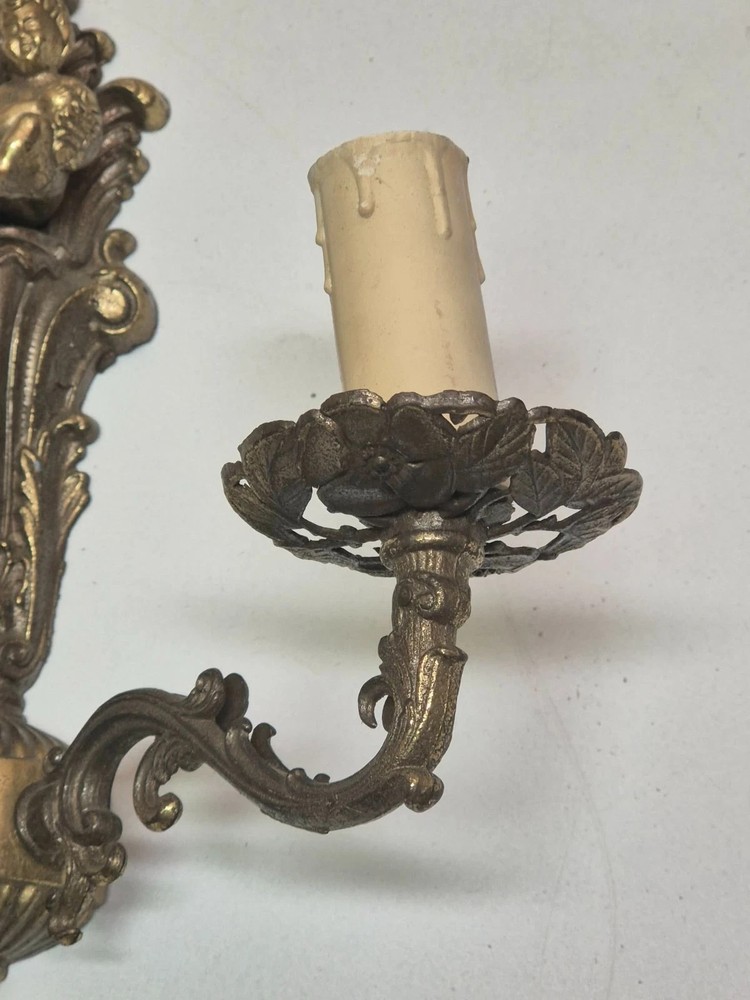 Vintage Gilded Brass Sconce Decorative Rococo Style Untested