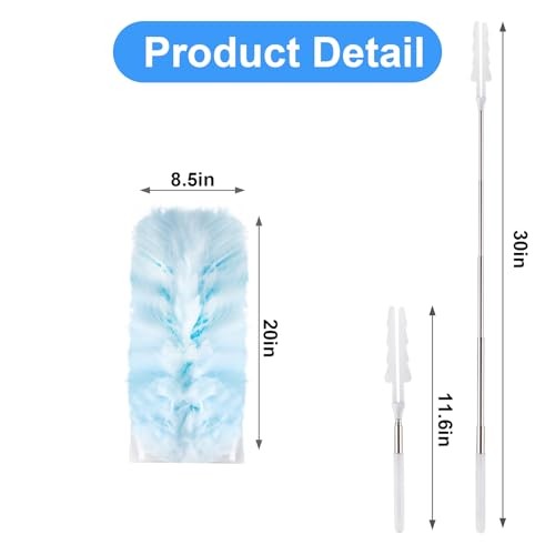 30 Count Duster Refill kit, Duster for Cleaning with Extension Pole, Blue