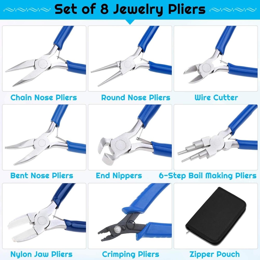 8pcs Micro Jewelry Pliers Set - Wire Wrapping Tools