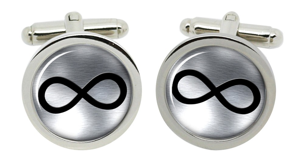 Infinity Symbol Metallic Cufflinks in Chrome Box