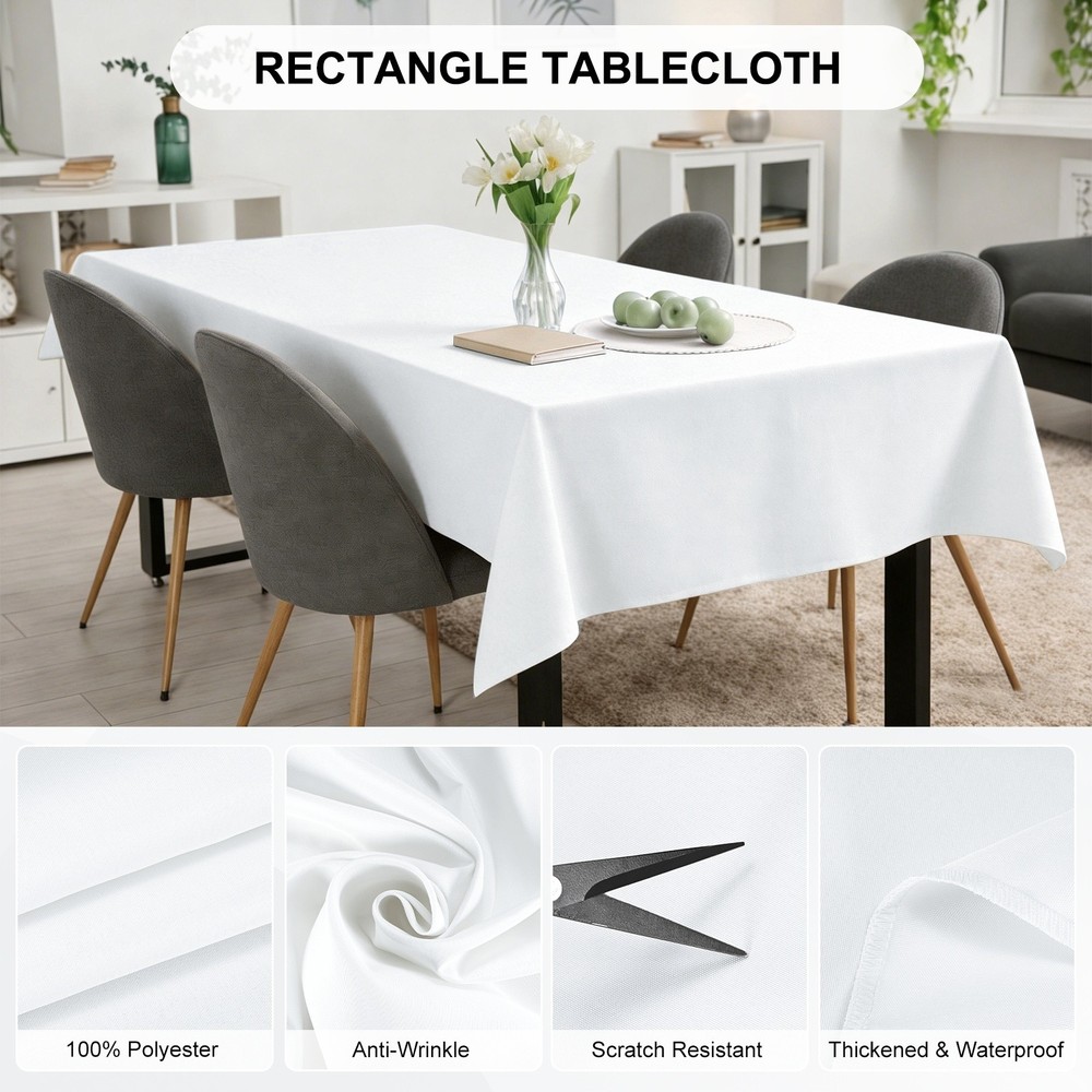 140x220cm Rectangle Tablecloth, Thickened Polyester Table Cloth Pure White
