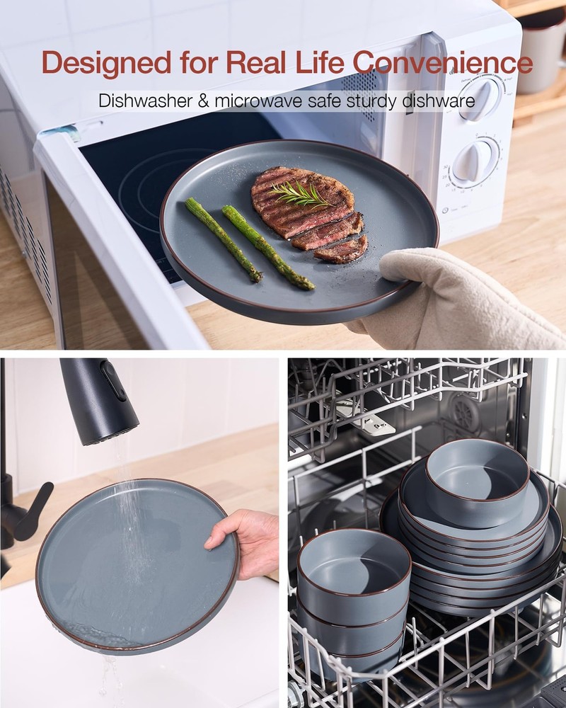 Nebula Ridge Stoneware Dinnerware Sets, Plates and Bowls Sets for 4, 12 Piece...