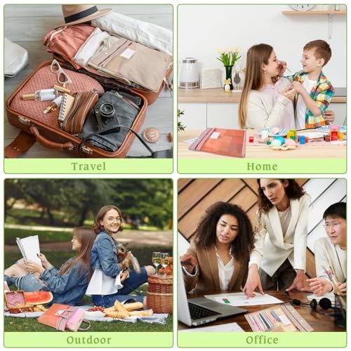 2-Pack Mesh Zipper Pouch Bags with Handles, Double-Layer Nylon Document Green