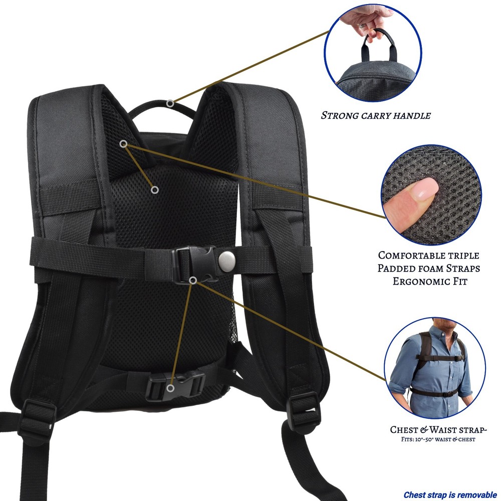 o2totes Rove 6 Backpack w/ Extra Storage - Black (O2Totes)