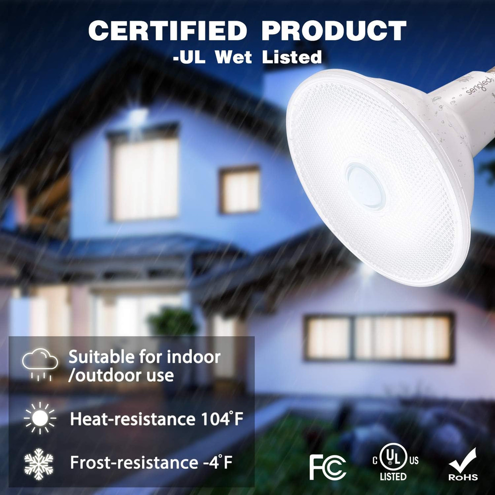 Motion Sensor Outdoor Flood Lights 5000K LED, 1500LM, E26 Base, 4 Pack