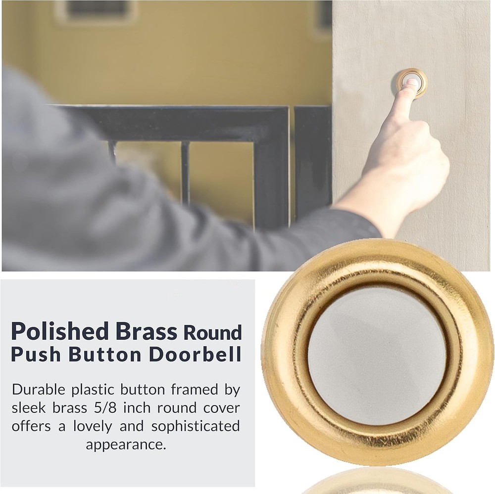 Compact 1-Pack Brass Doorbell Push Button – Simple Installation, Unlighted
