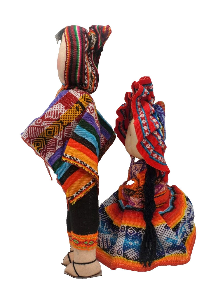 2 Colorful Peruvian Doll Handmade Lady