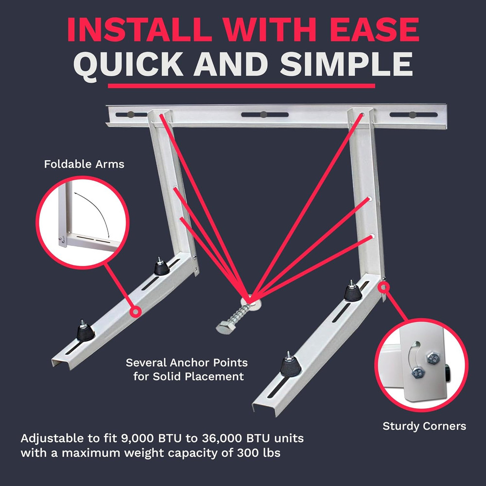 Outdoor Wall Bracket - Mini Split Mounting Bracket - Ductless Air Conditioner Wa