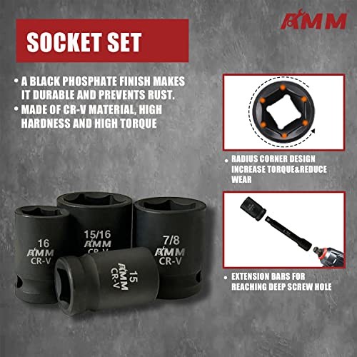 1/2" Drive Master Impact Socket Set, 24-Piece Shallow 1/2" Impact Socket Set