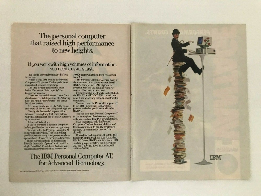 IBM Personal Computer AT Vintage 1985 Print Ad