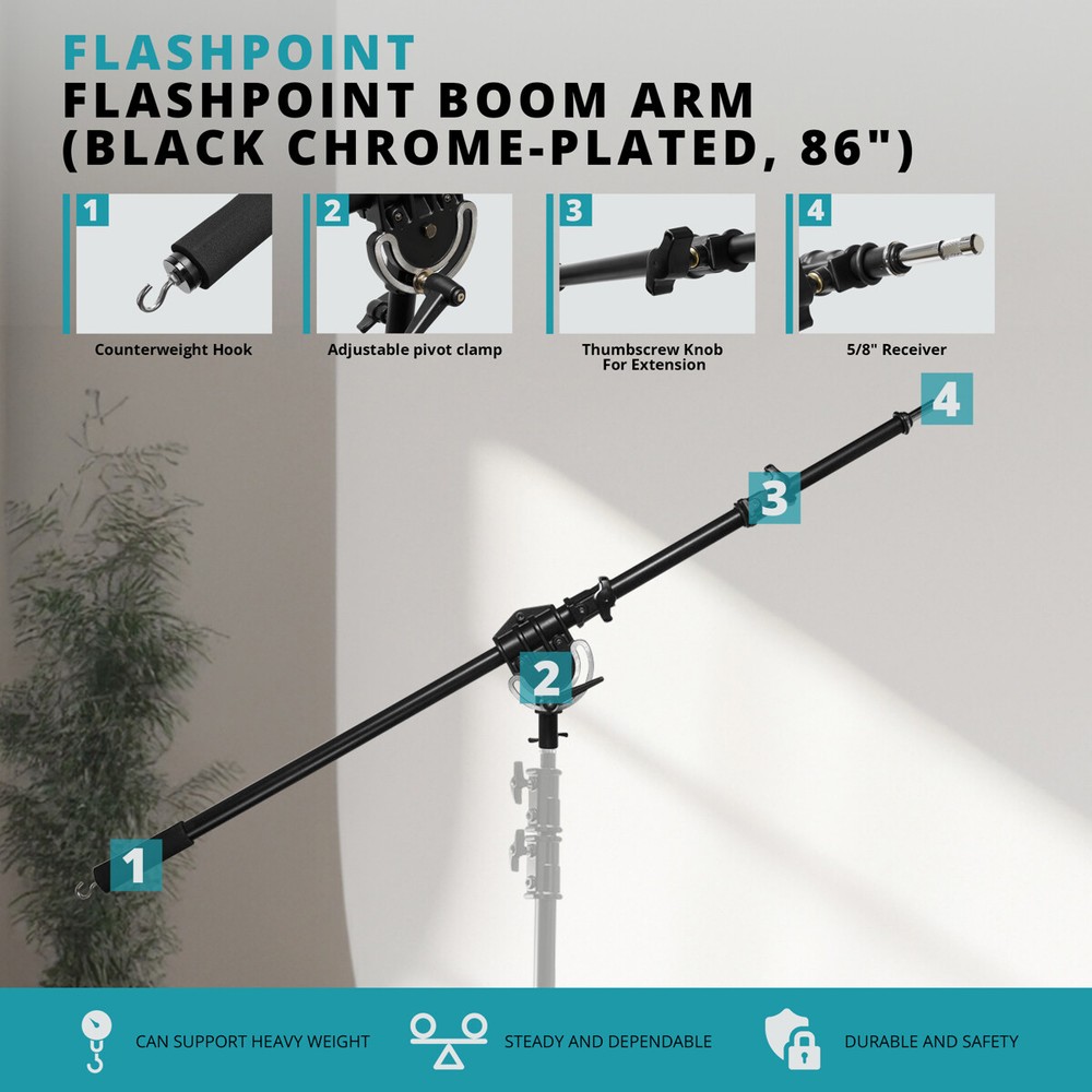 Flashpoint Boom Arm (Black Chrome-plated, 86") #FP-LSBA-B