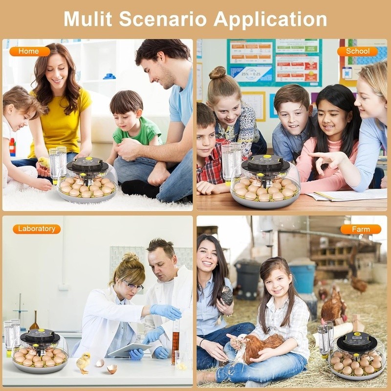 Automatic Egg Incubator 360° View Humidity Control Egg Turner Candling System US